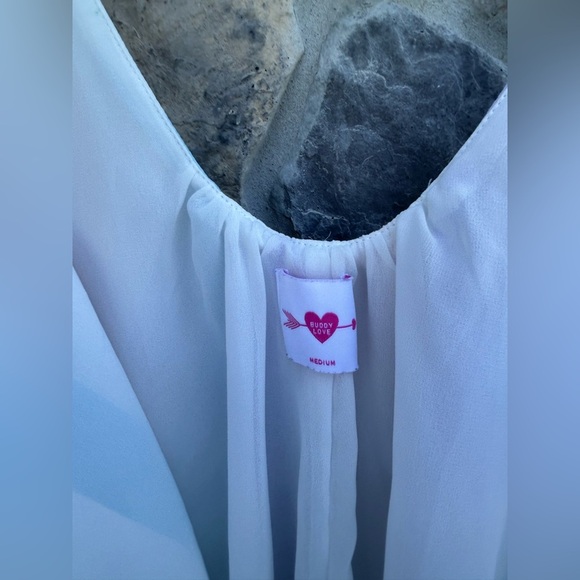 Buddy Love Babydoll Mini Dress Sz M Pastel Stripes Flowy Spring Easter Strapless - Picture 5 of 6